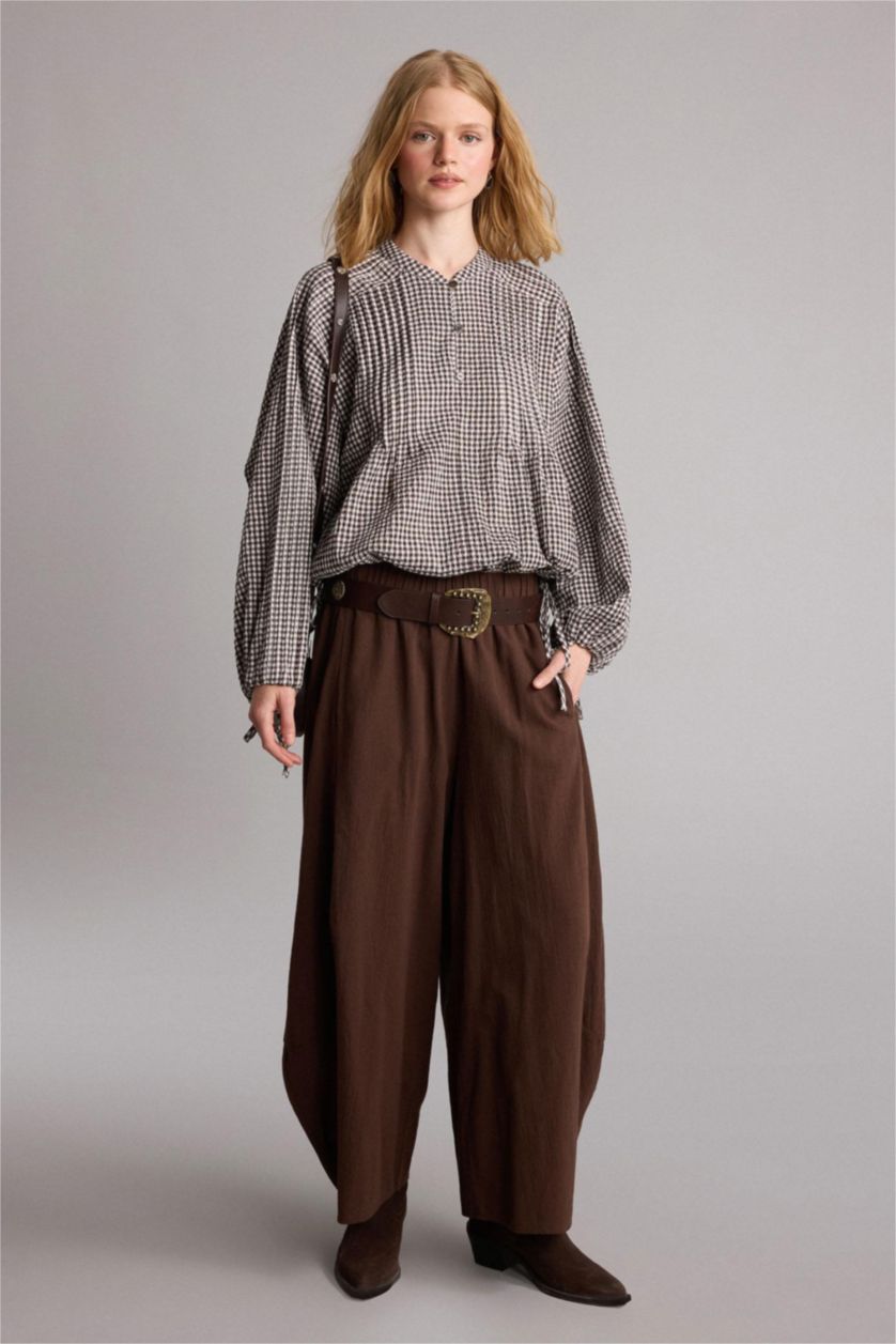 Women Brown Relax Fit Voile Trousers