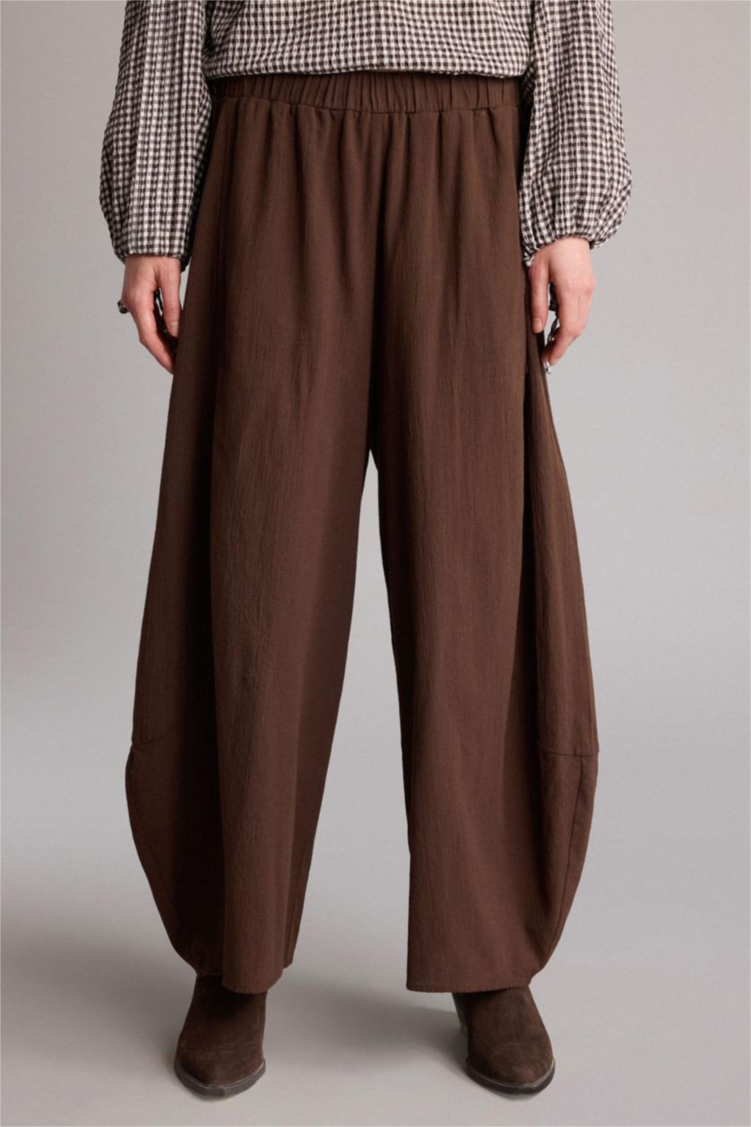 Women Brown Relax Fit Voile Trousers