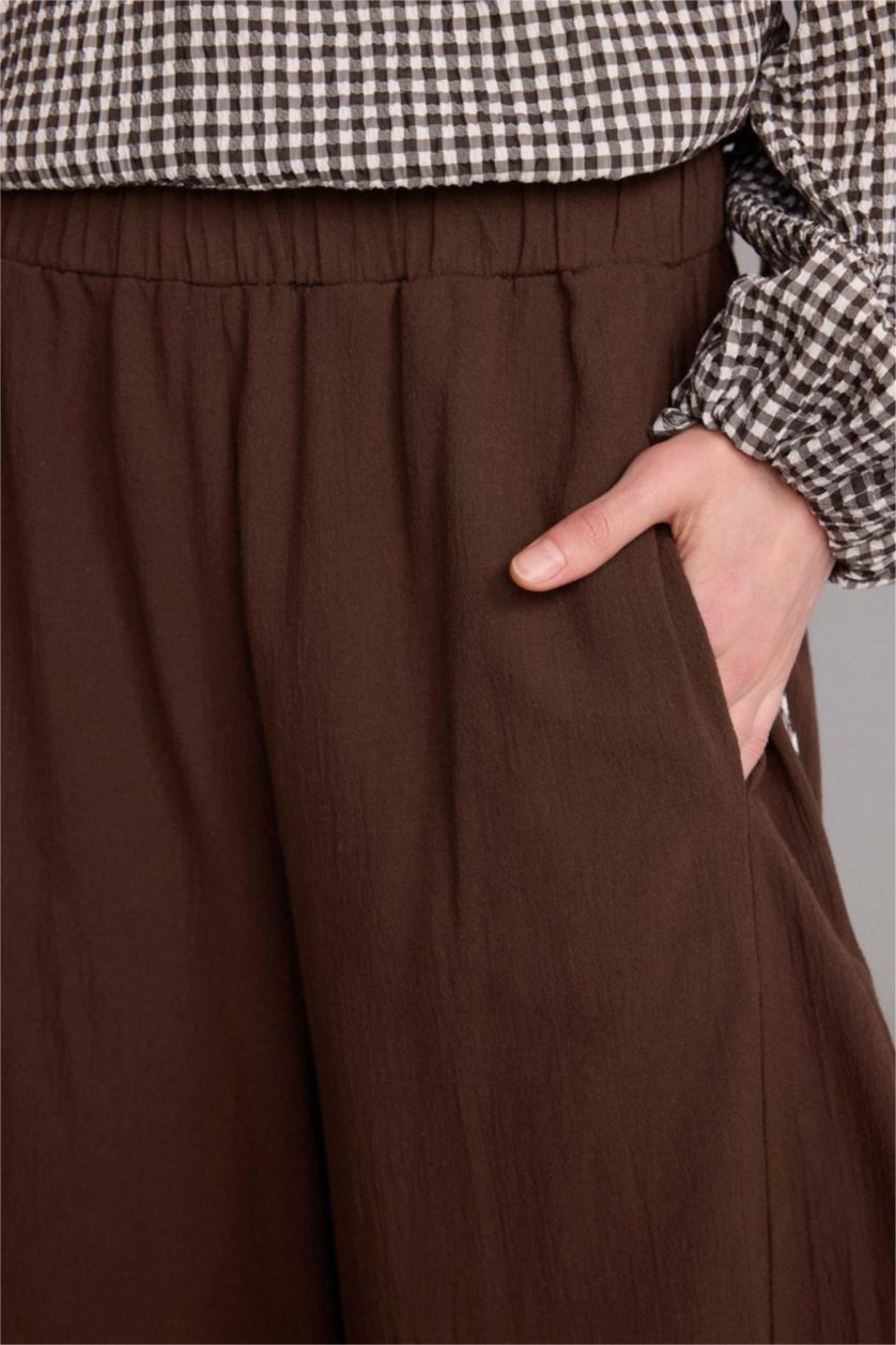 Women Brown Relax Fit Voile Trousers