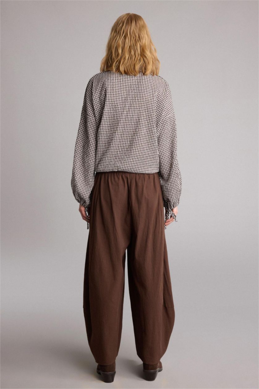 Women Brown Relax Fit Voile Trousers