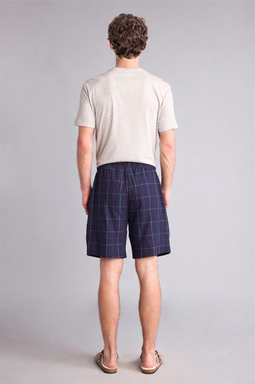 Erkek Lacivert New Regular Fıt Poplin Şort