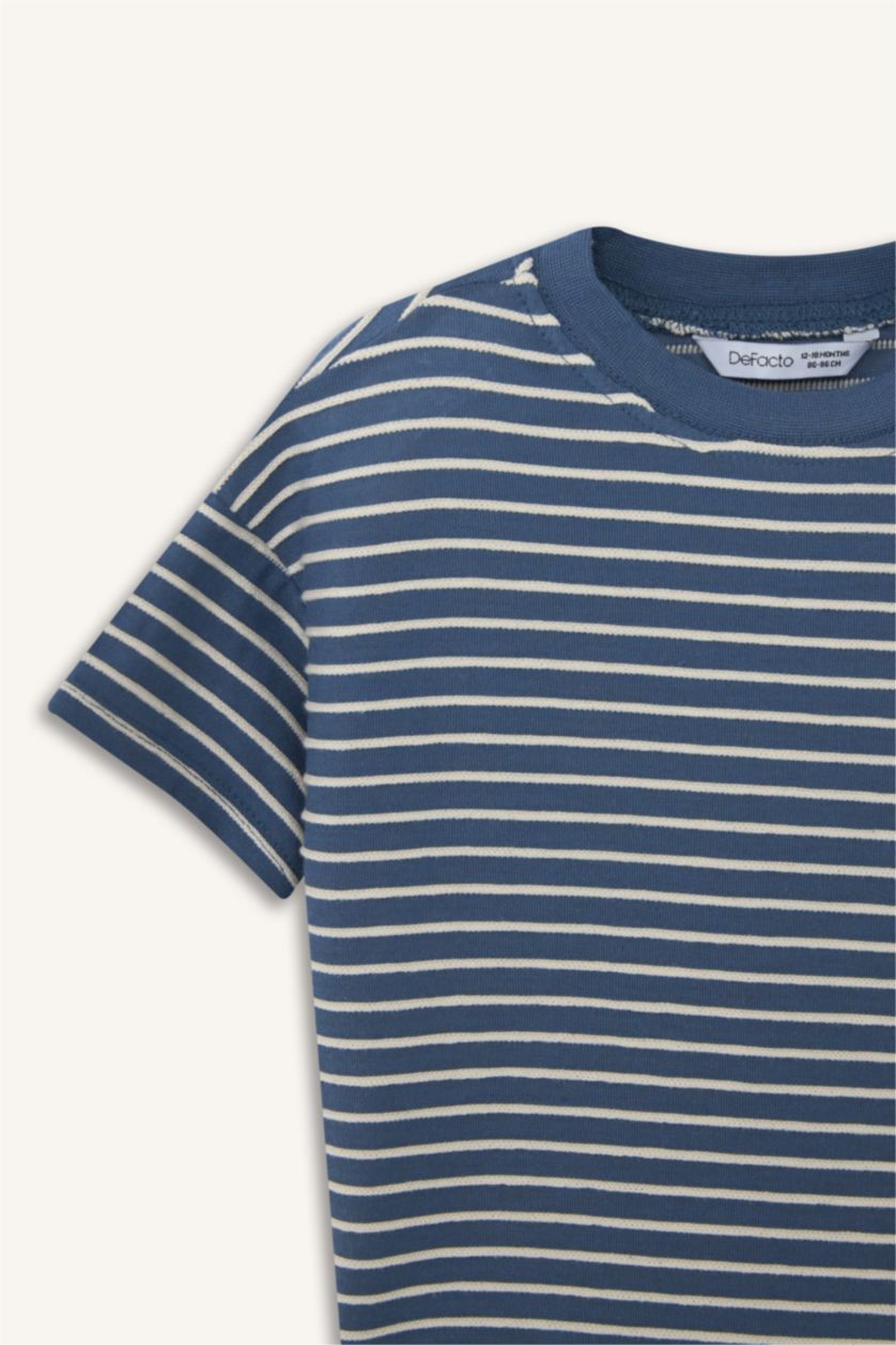 Erkek Bebek Mavi Kısa Kollu Erkek Bebek Tişört