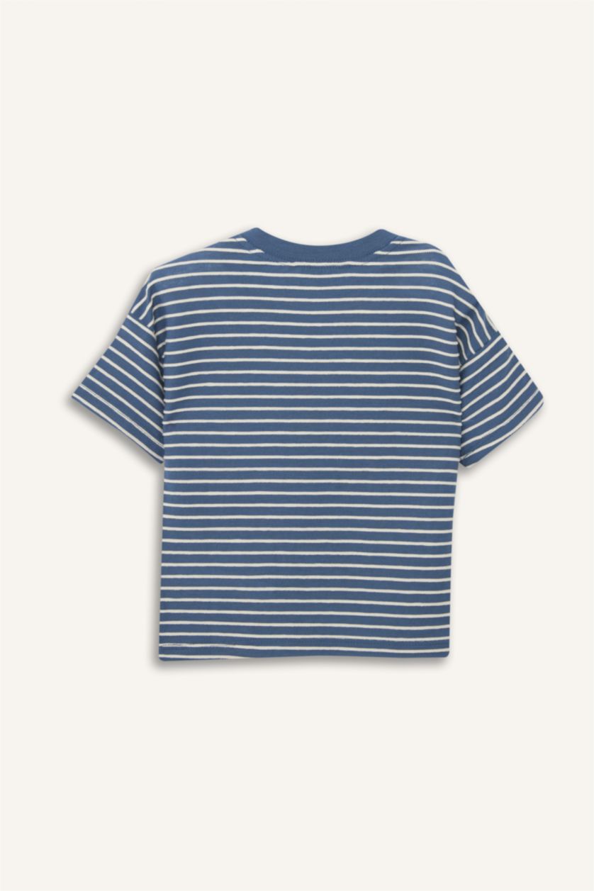 Erkek Bebek Mavi Kısa Kollu Erkek Bebek Tişört