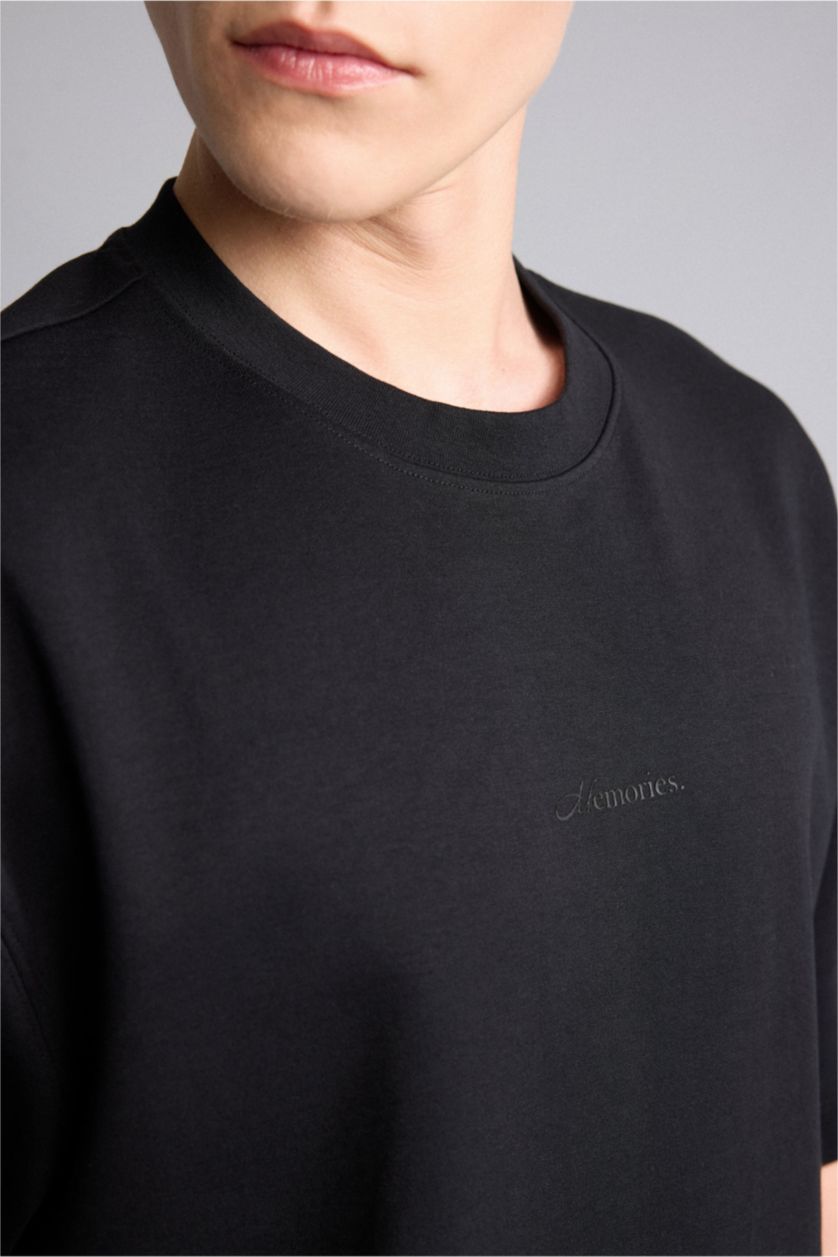 Men Black Loose Fit Short Sleeve T-Shirt