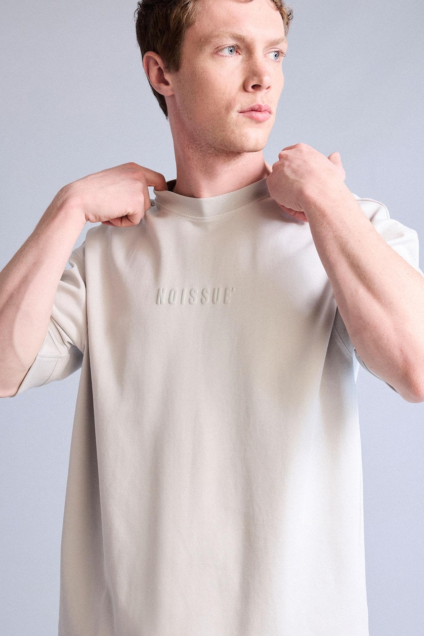 MAN Stone Loose Fit Slogan Printed Short Sleeve T-Shirt