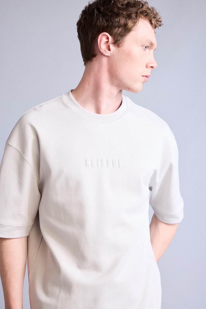 MAN Stone Loose Fit Slogan Printed Short Sleeve T-Shirt