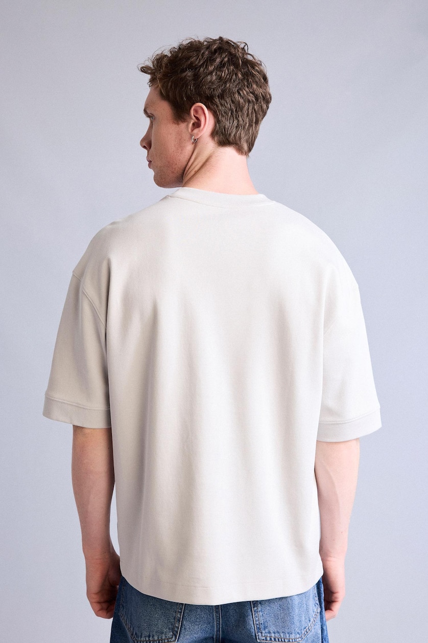 MAN Stone Loose Fit Slogan Printed Short Sleeve T-Shirt