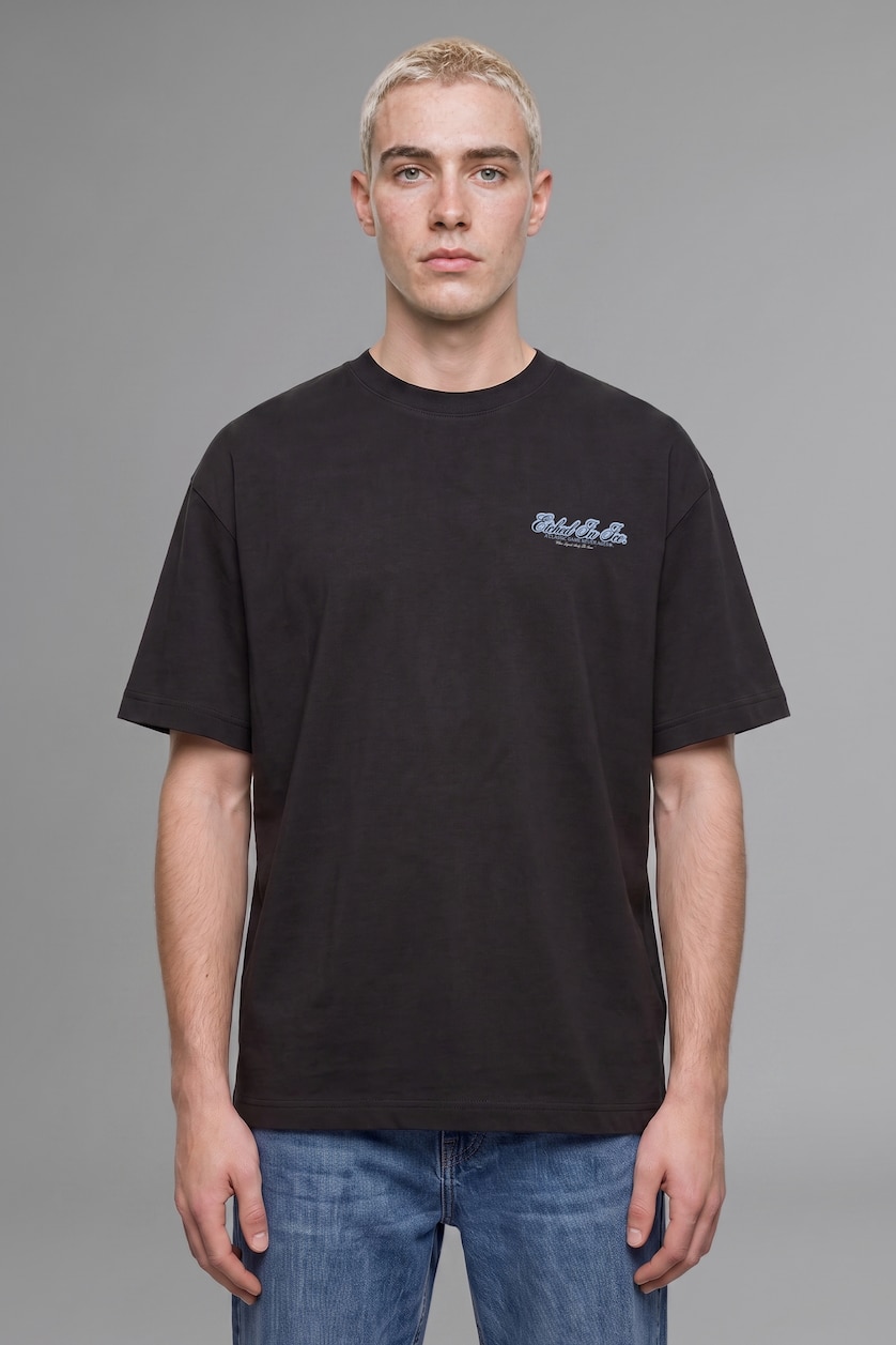 MAN NAVY 100% Cotton Boxy Fit Printed Short Sleeve T-Shirt