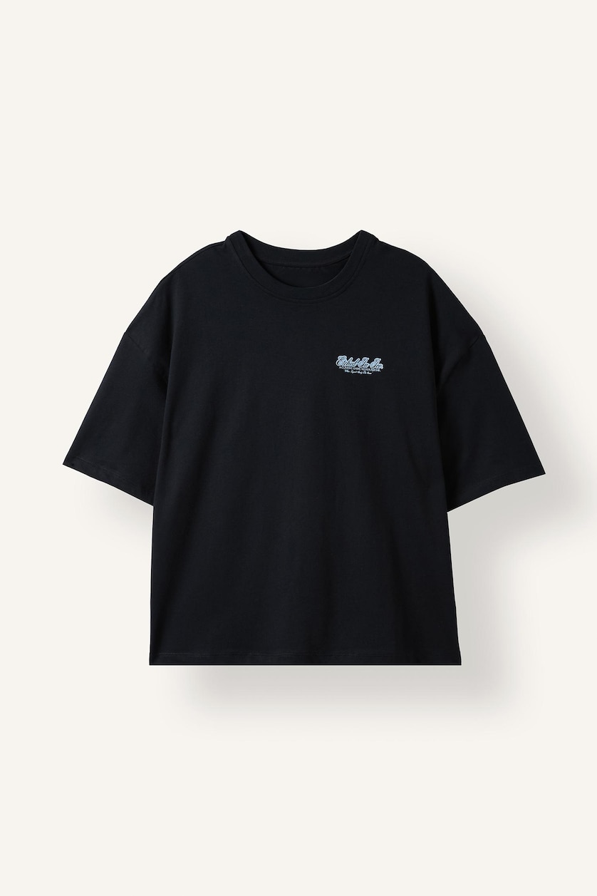 MAN NAVY 100% Cotton Boxy Fit Printed Short Sleeve T-Shirt