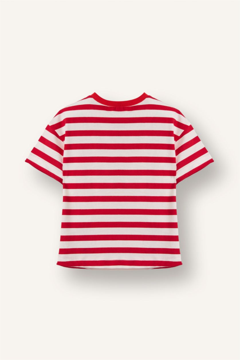 Kız Bebek Kırmızı Çizgili Penye Tişört Kız Bebek