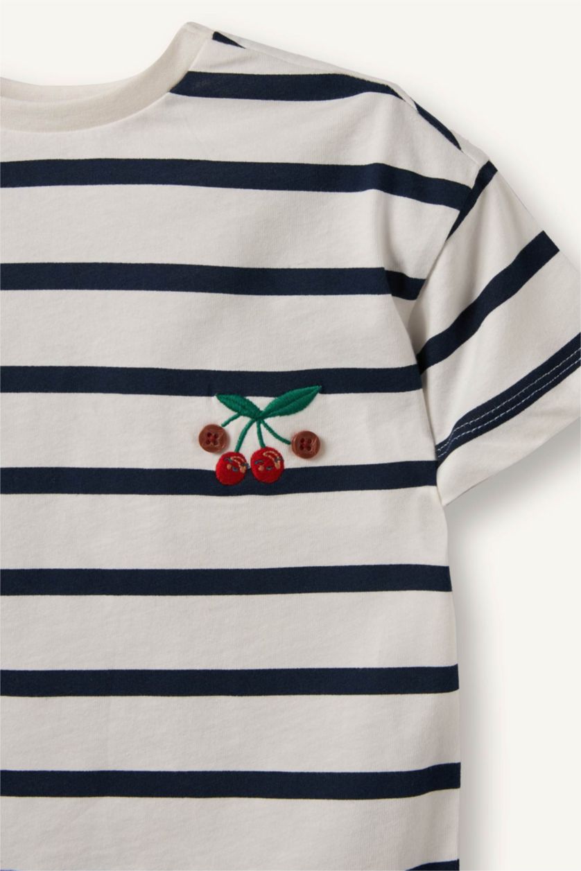 Baby Girl NAVY تيشيرت بيبي بناتي نص ردن ممشط