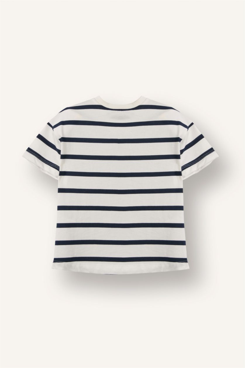 Baby Girl NAVY تيشيرت بيبي بناتي نص ردن ممشط