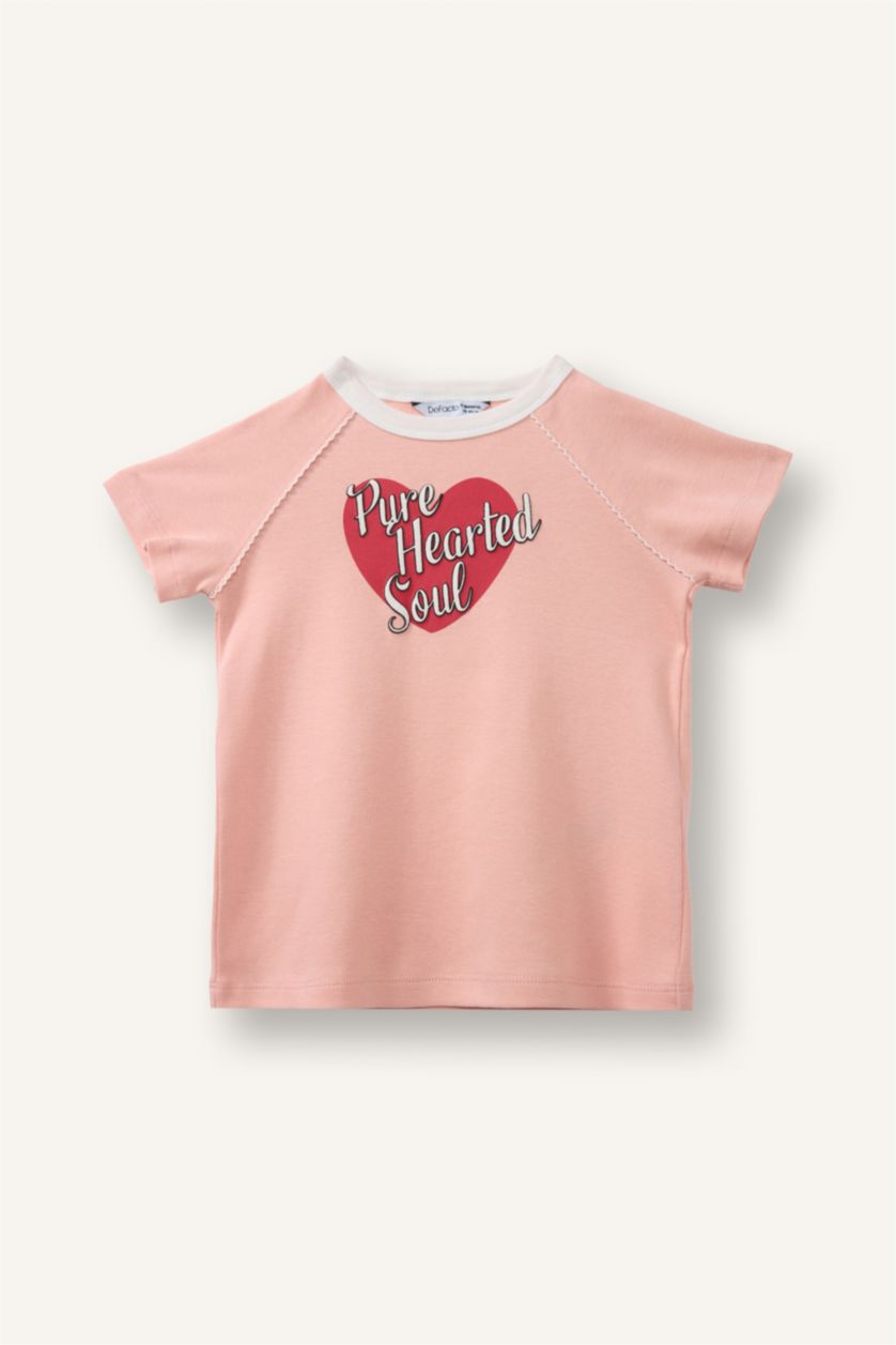 Kız Bebek Pembe Kısa kollu Ribana Tişört Kız Bebek