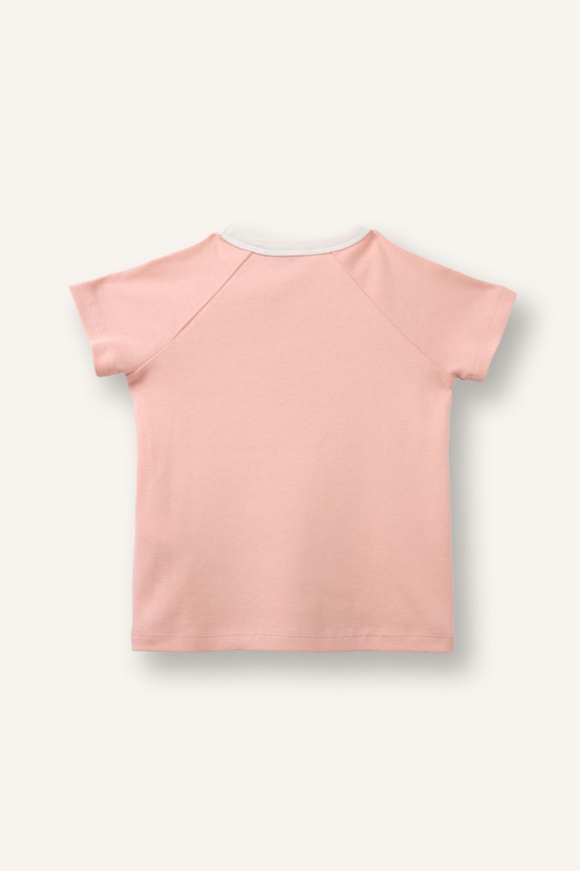 Kız Bebek Pembe Kısa kollu Ribana Tişört Kız Bebek