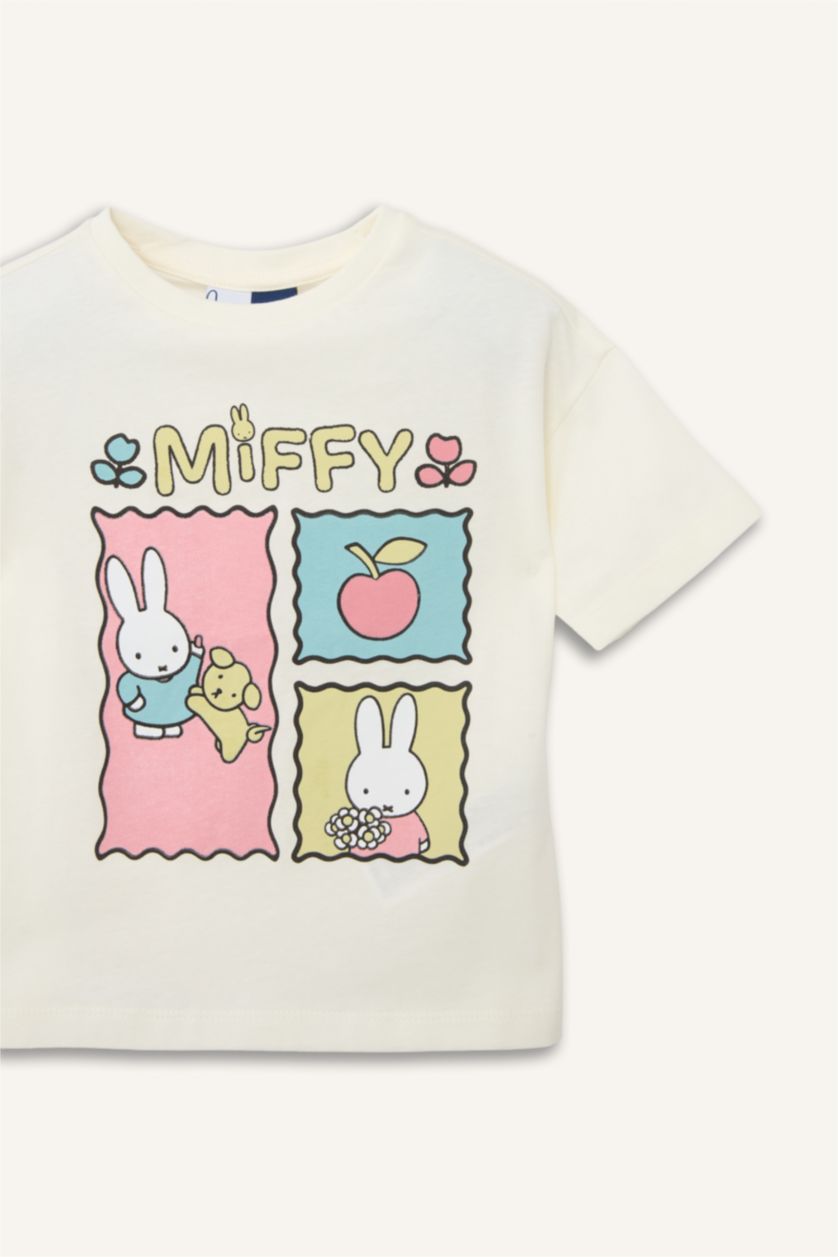 Baby Girl Ecru Baby Girl Miffy Cotton Short Sleeve T-Shirt