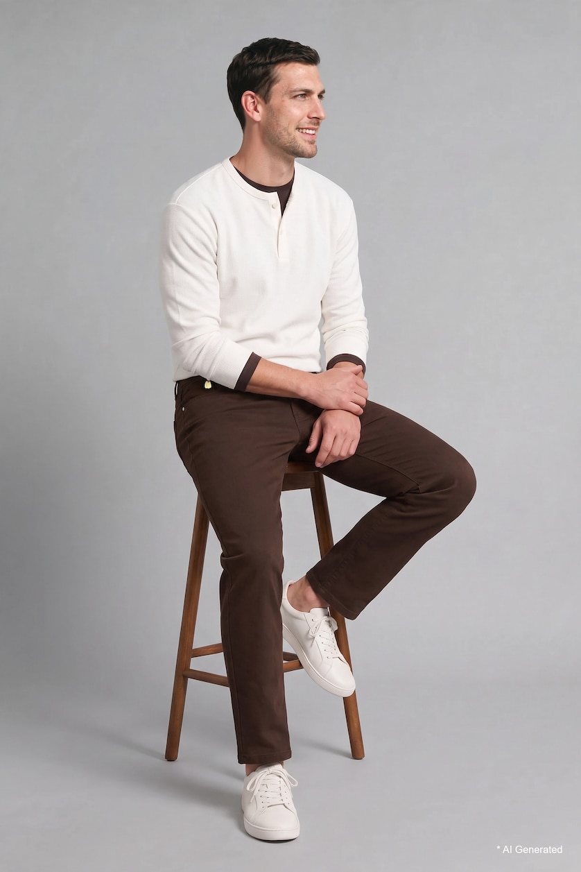 MAN Kahve Regular Fit Normal Waist Straight Leg Trousers