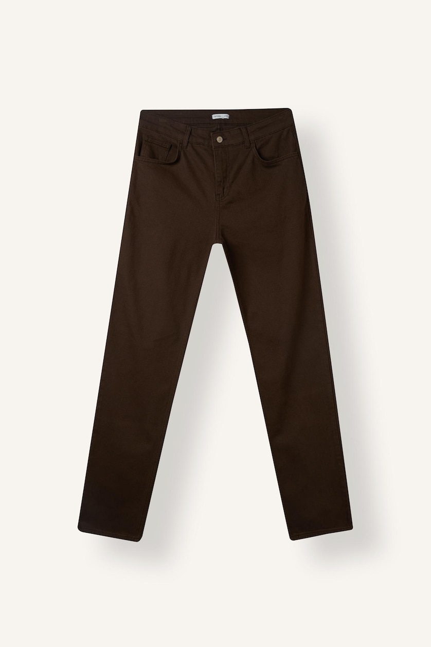 MAN Kahve Regular Fit Normal Waist Straight Leg Trousers