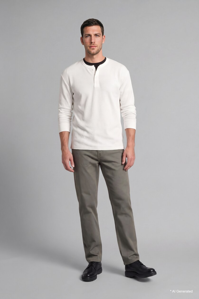 Men Khaki Regular Fit Normal Waist Straight Leg Trousers