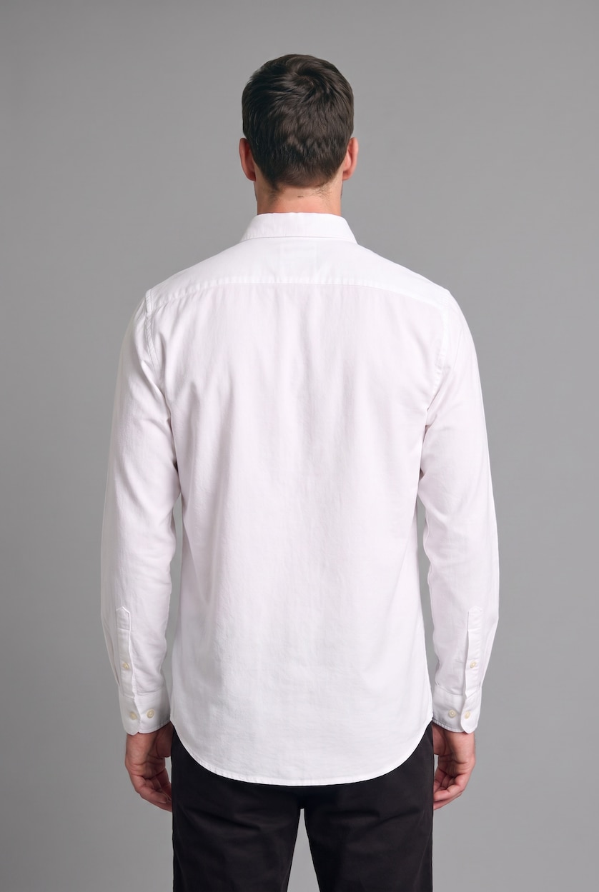 MAN White Regular Fit Linen Blended Long Sleeve Shirt