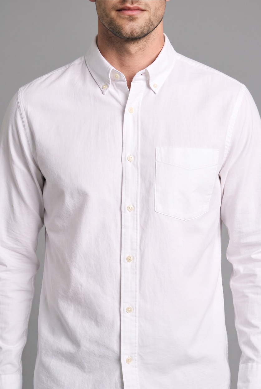 MAN White Regular Fit Linen Blended Long Sleeve Shirt