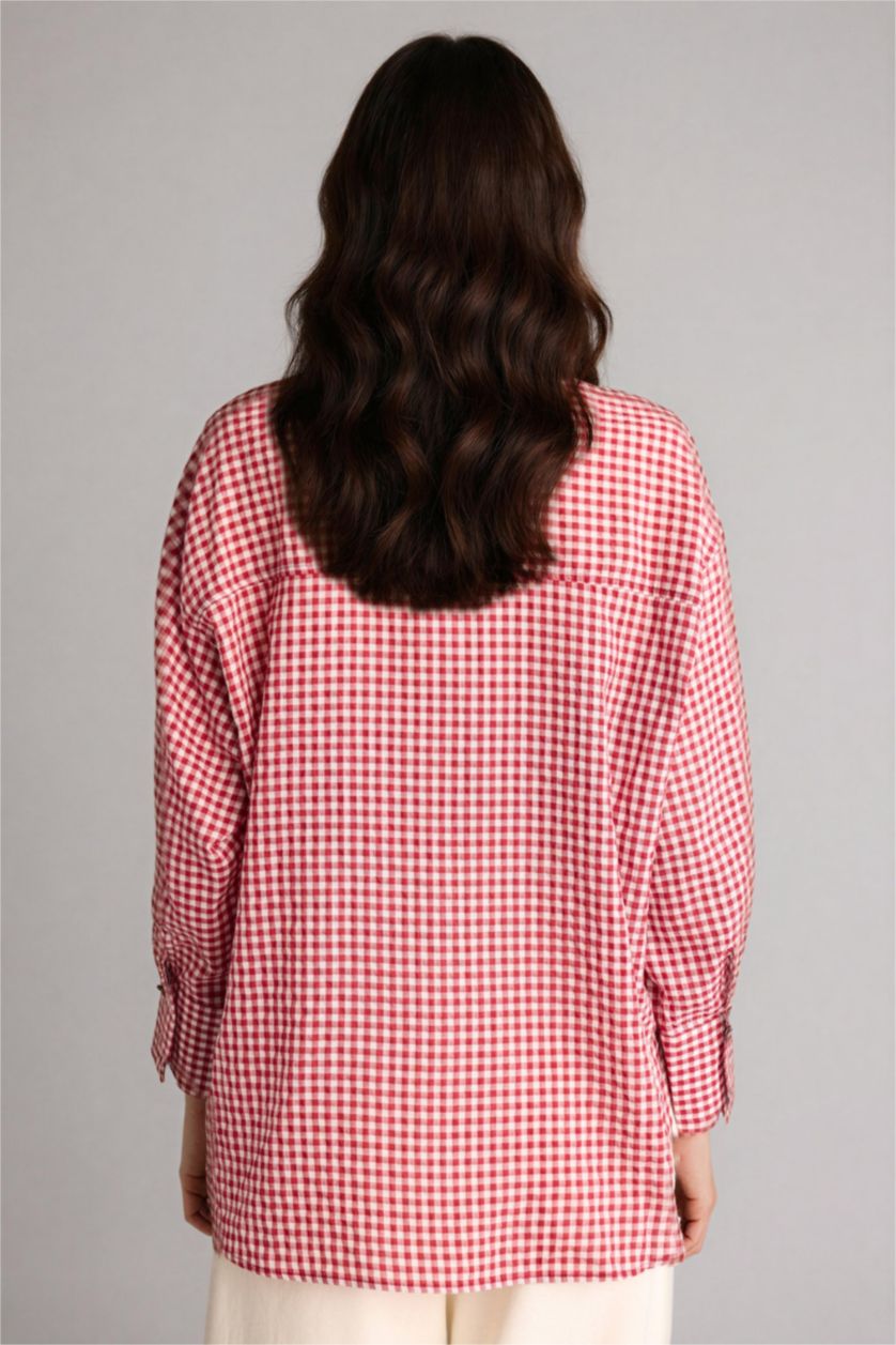 نساء خمري تونيك من قماش مجعد قصة عادية