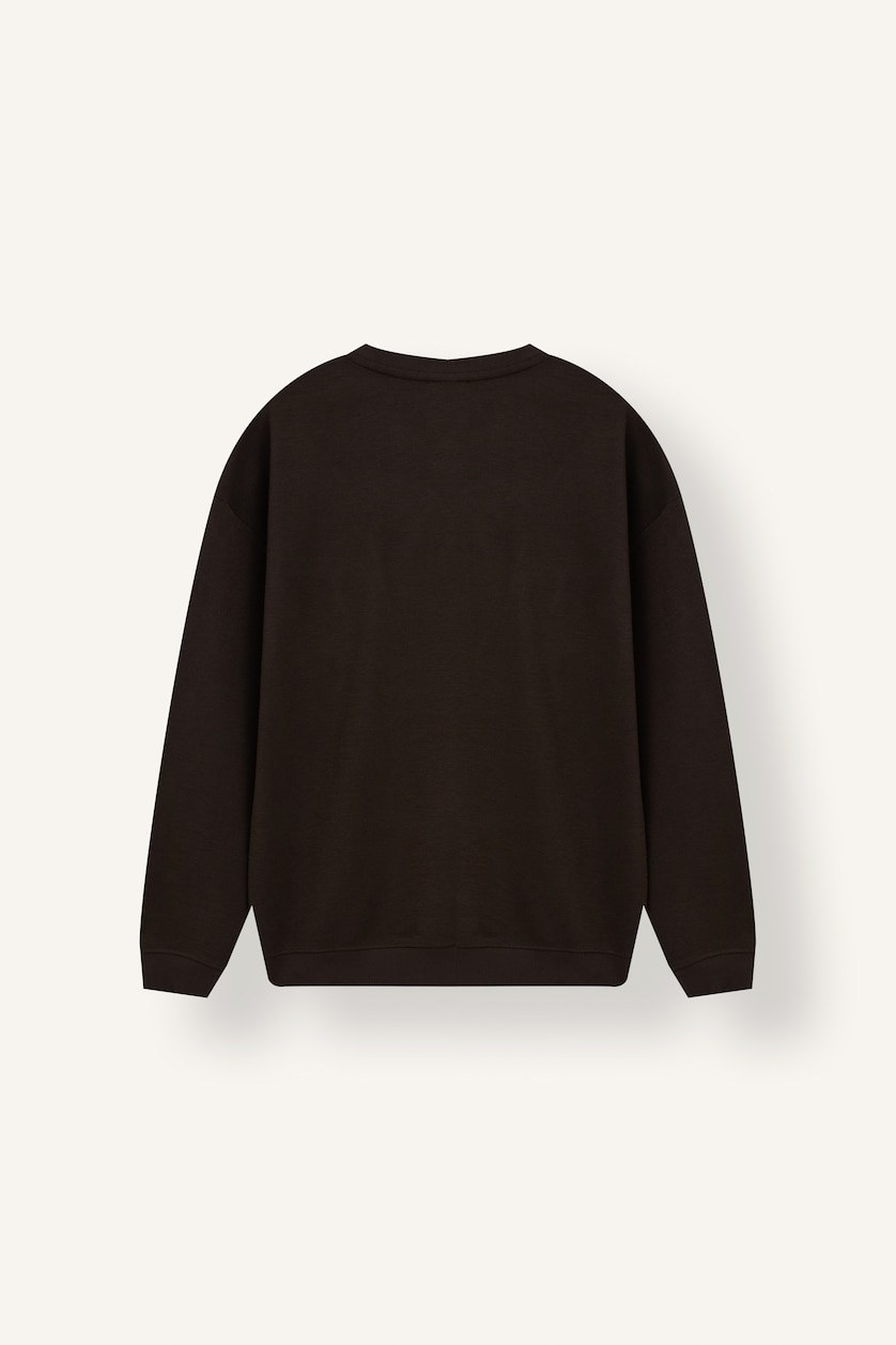 MAN Brown Boxy Fit Crew Neck Printed Sweatshirt