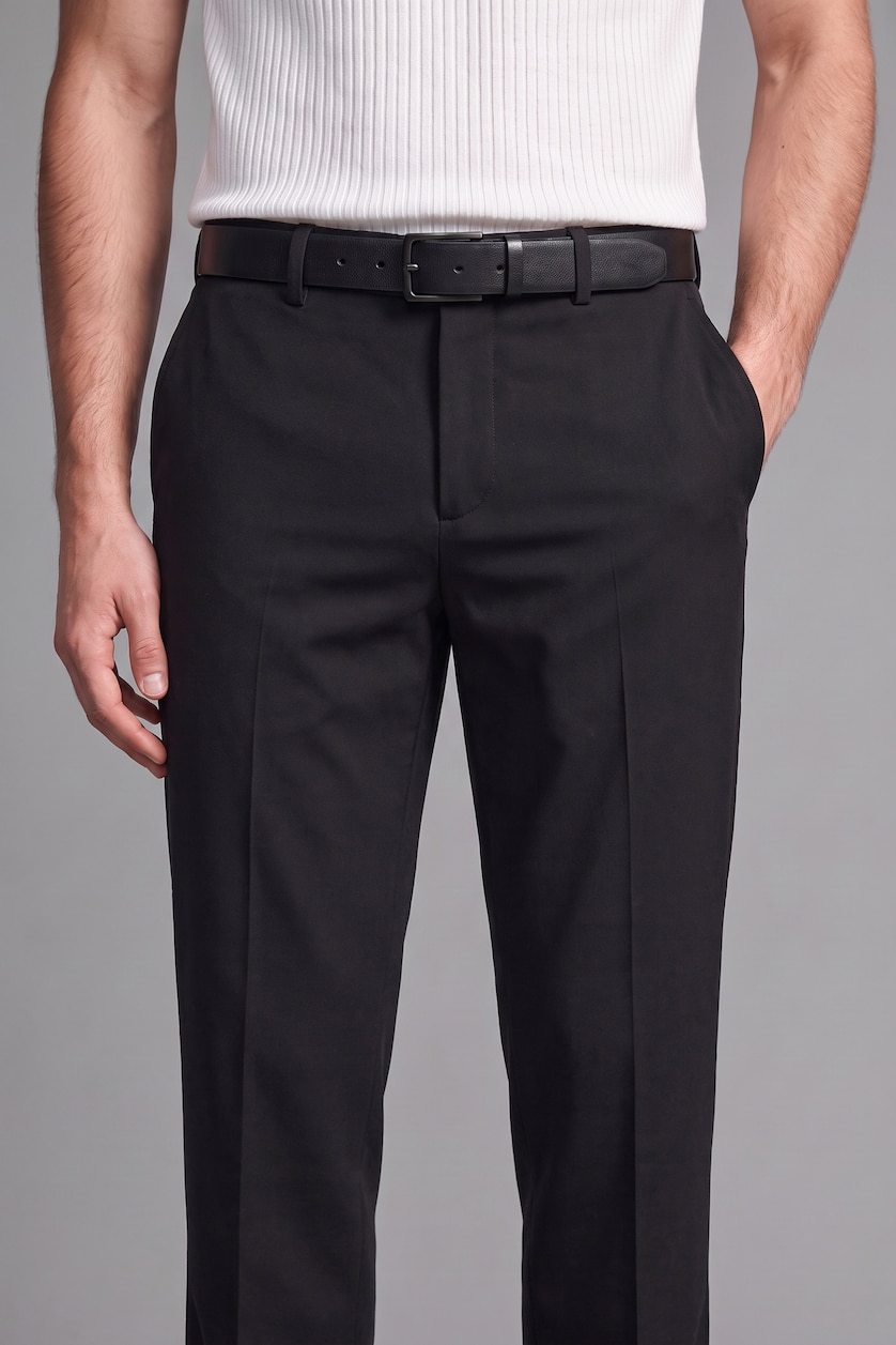 Men Black Tailored Fit Trousers