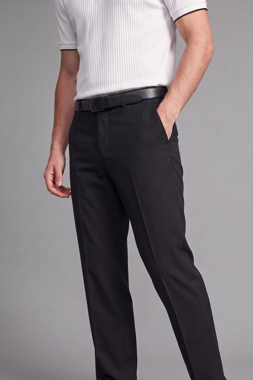 Men Black Tailored Fit Trousers