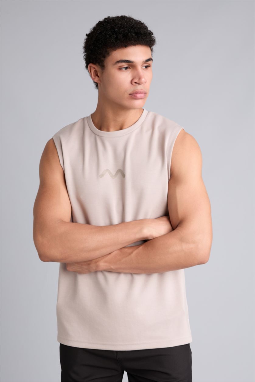 Men Stone Standard Fit modal Crew Neck Sleeveless Tank Top