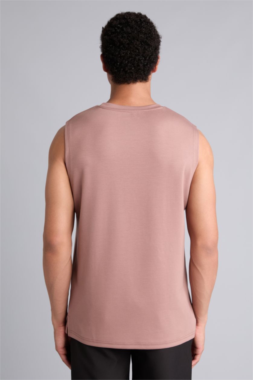 Men Light Brown Standard Fit modal Crew Neck Sleeveless Tank Top
