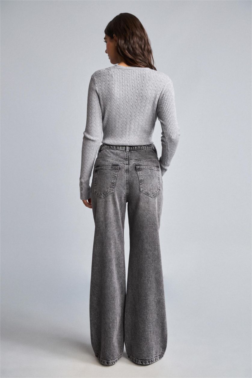 Әйелдерге Антрацит Wide Leg джинс шалбар