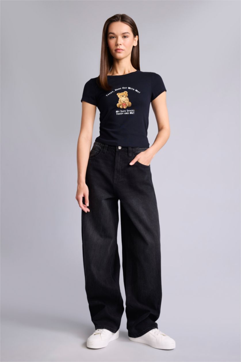 Әйелдерге қара Baggy Fit джинс шалбар