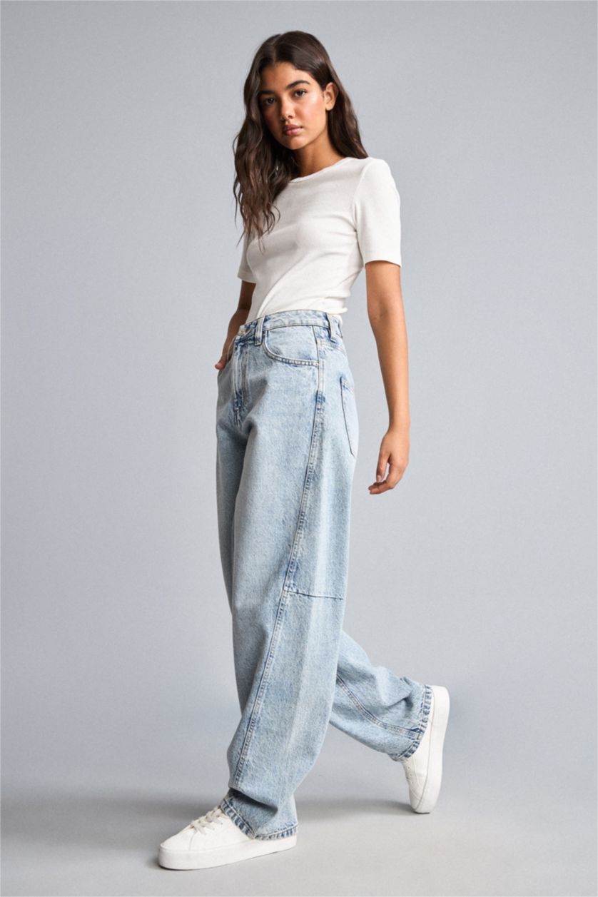 Женщины Голубрй Джинсы Baggy Fit