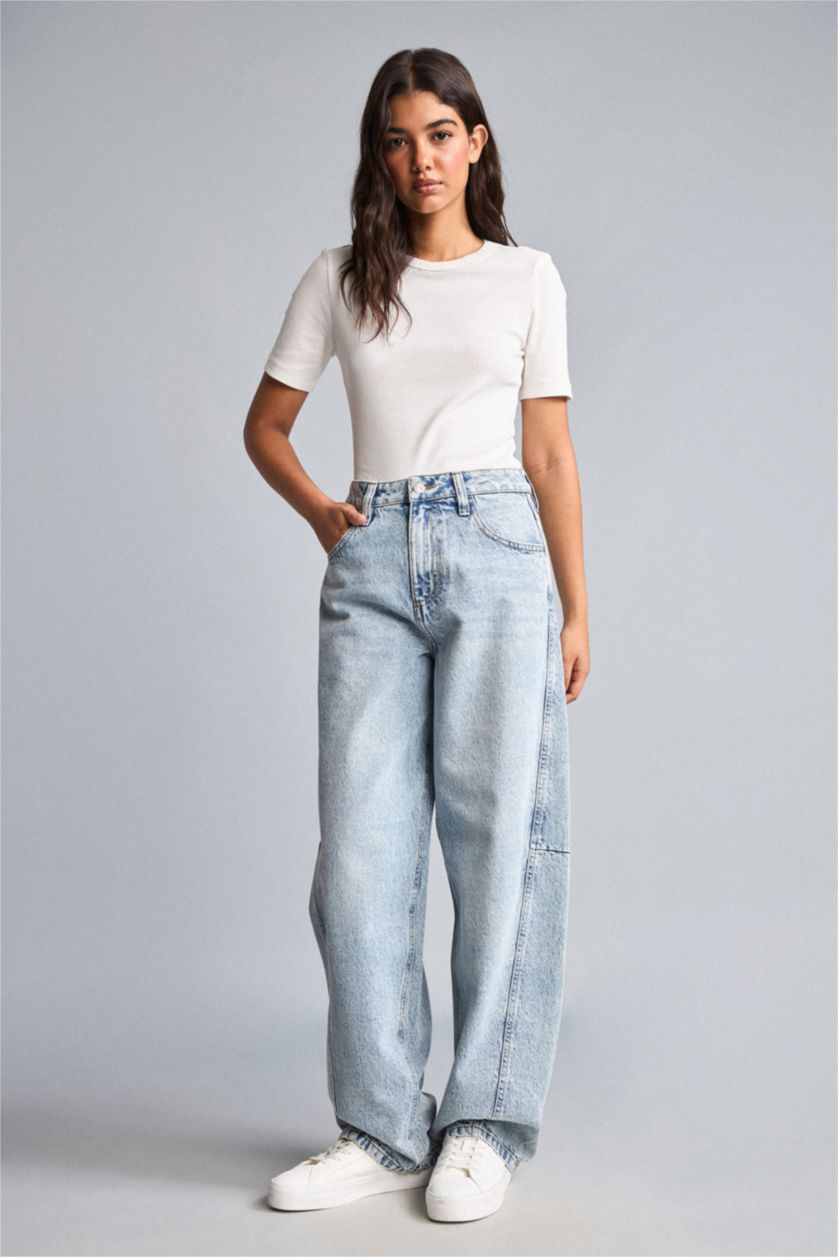 Женщины Голубрй Джинсы Baggy Fit
