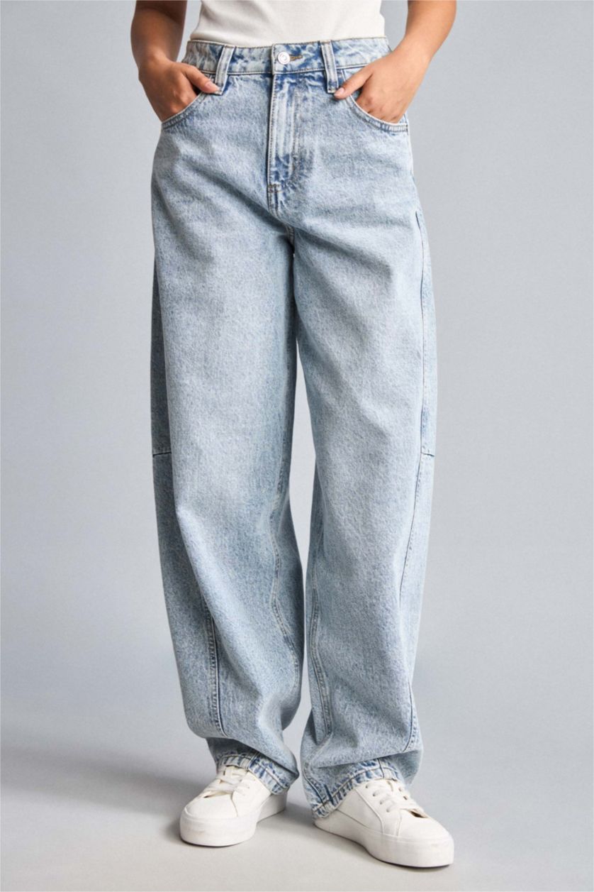 Женщины Голубрй Джинсы Baggy Fit
