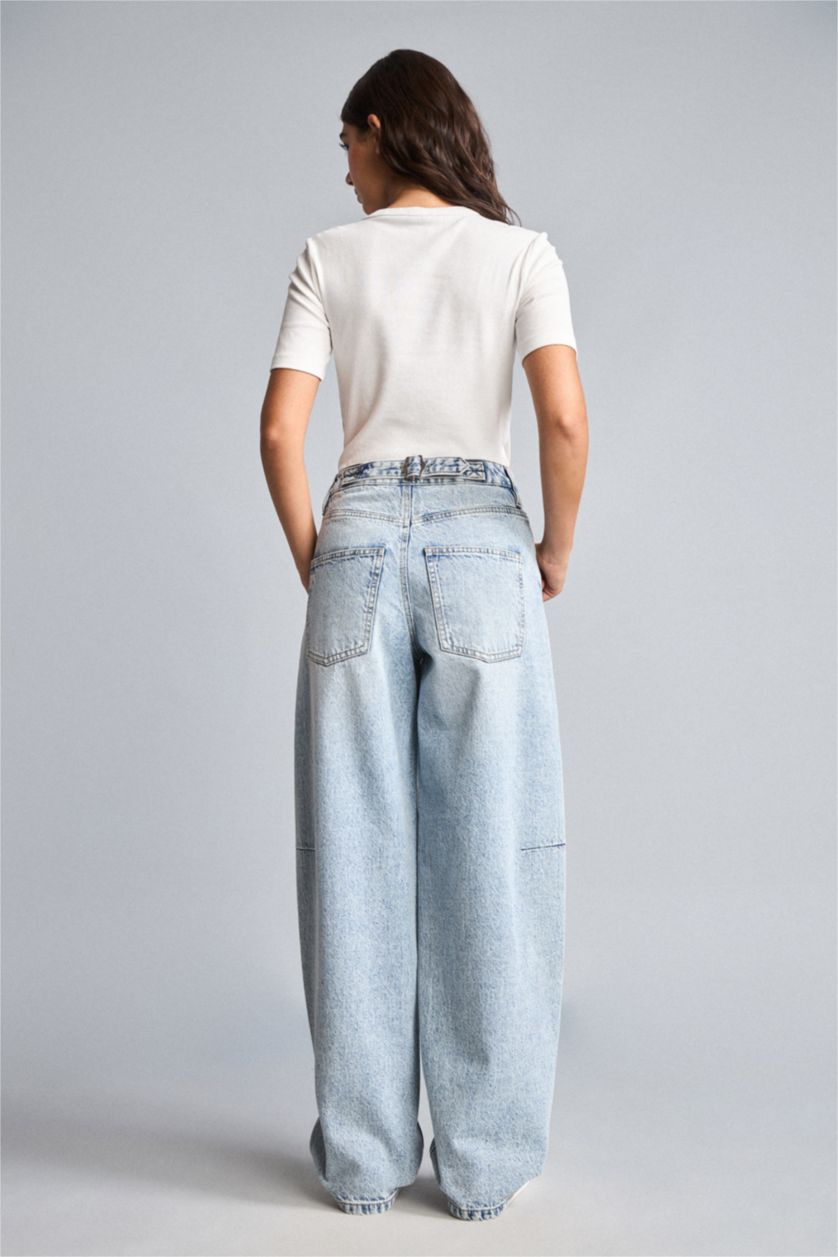 Женщины Голубрй Джинсы Baggy Fit
