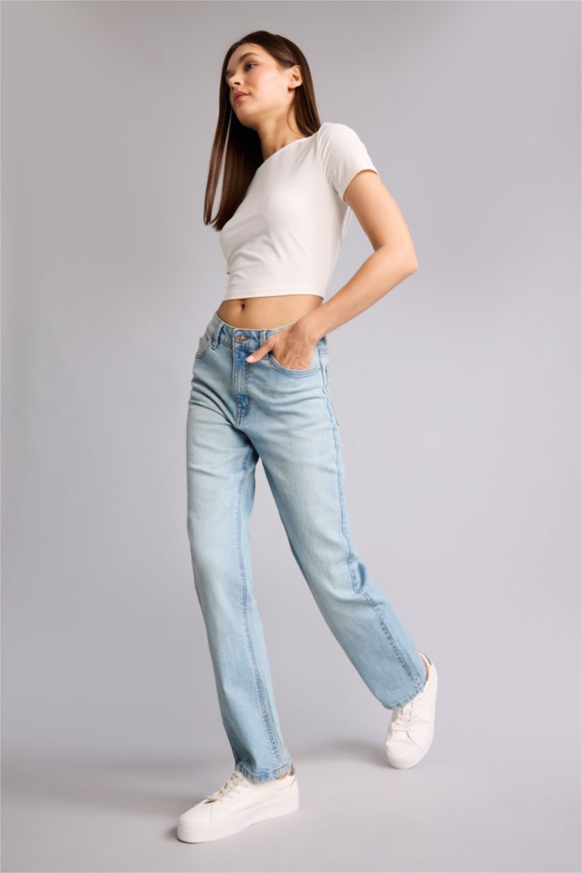 Женщины Голубрй Джинсы Comfort Straight