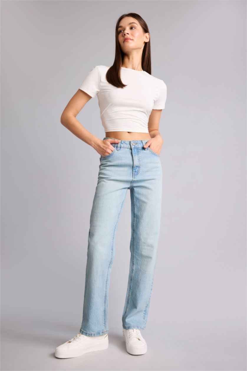 Женщины Голубрй Джинсы Comfort Straight