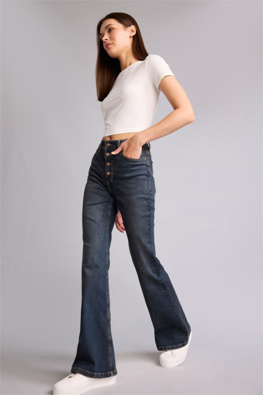 Әйелдерге қою көк Mia Flare Fit шалбар