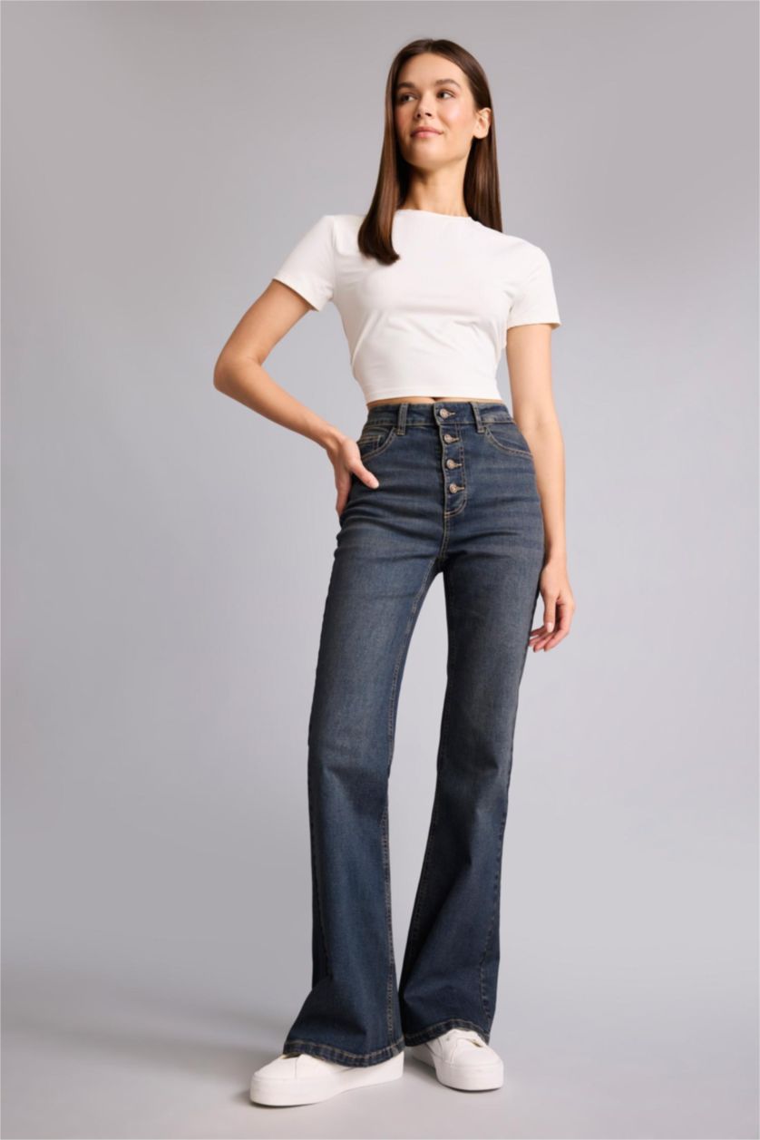 Әйелдерге қою көк Mia Flare Fit шалбар