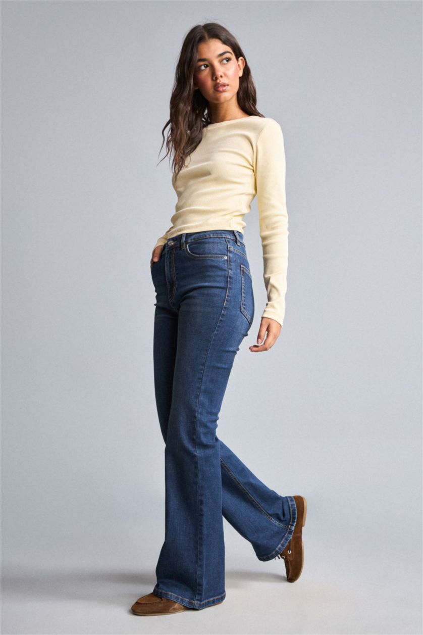 Әйелдерге Көк Mia Flare Fit шалбар