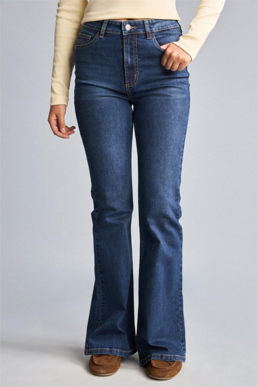 Әйелдерге Көк Mia Flare Fit шалбар