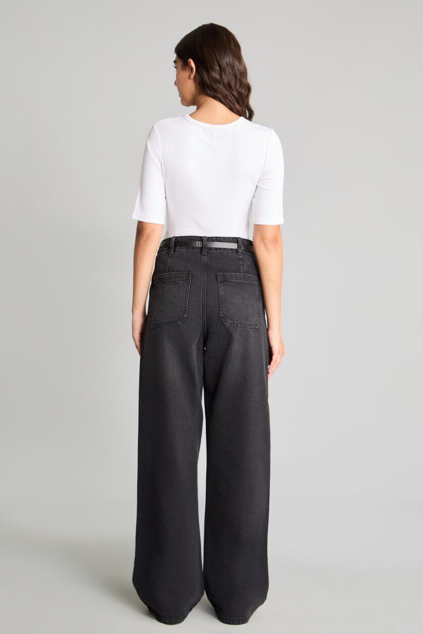 Женщины Черный Брюки Wide Leg