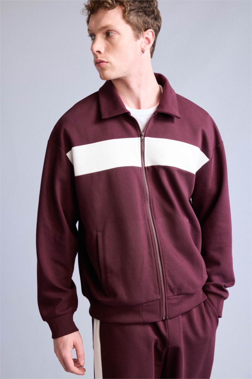 MAN Dark Bordeaux Boxy Fit Cardigan