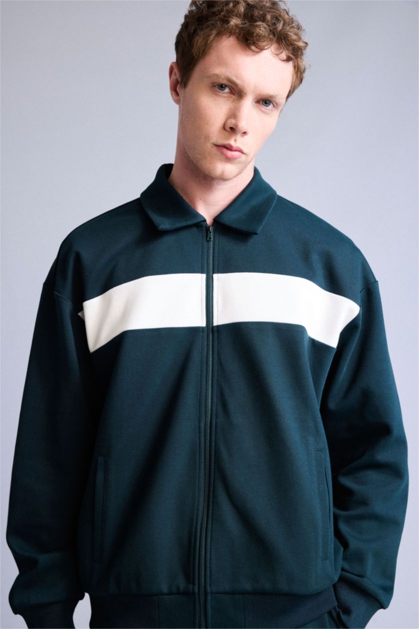 MAN Dark Green Boxy Fit Cardigan