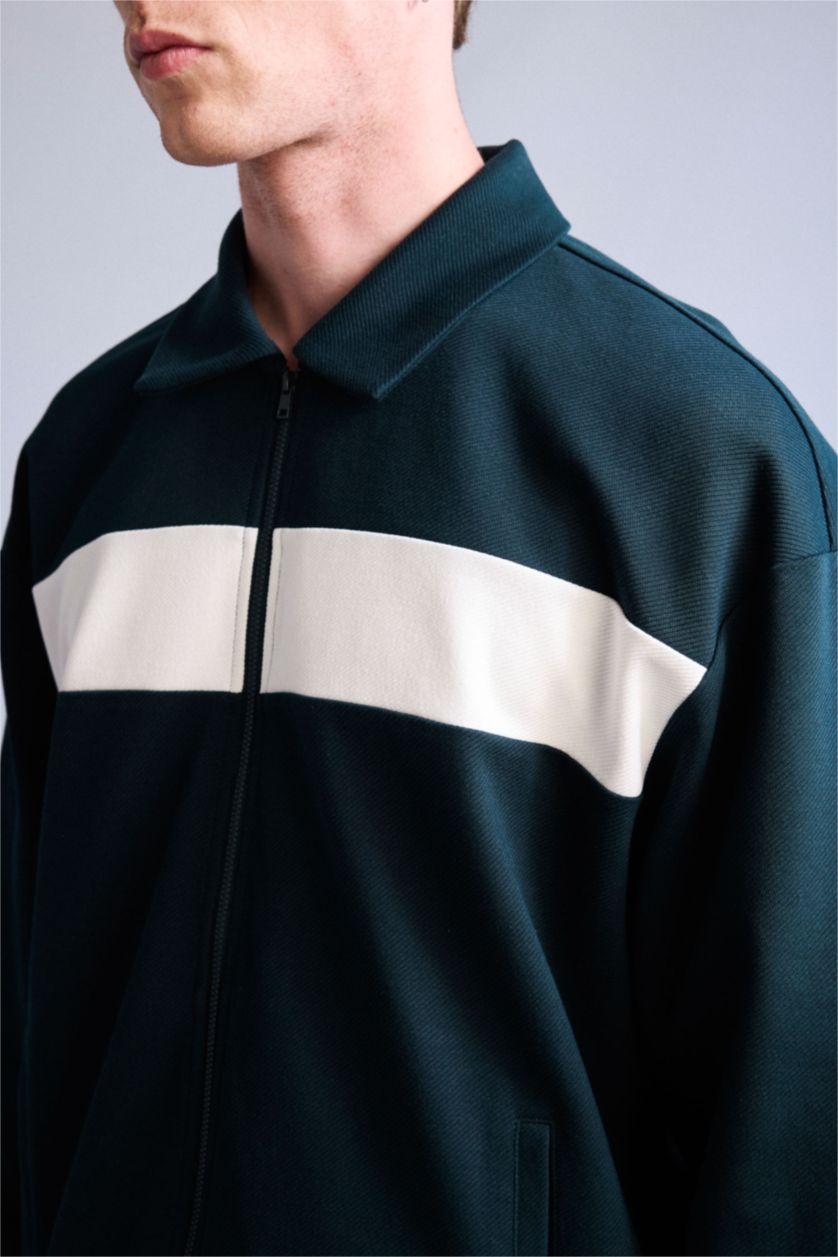 MAN Dark Green Boxy Fit Cardigan