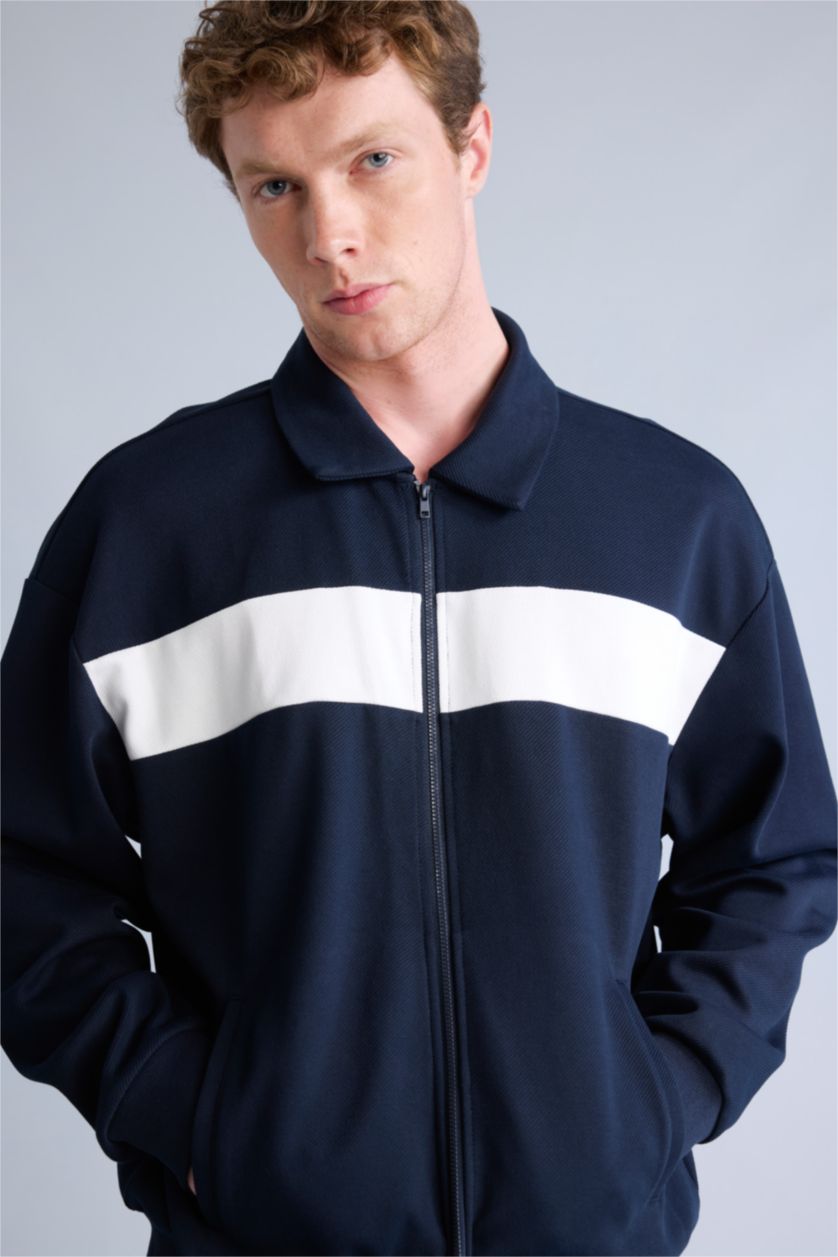 MAN NAVY Boxy Fit Cardigan
