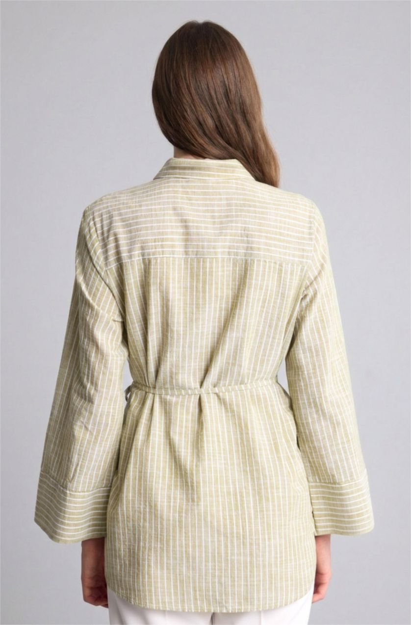 Kadın Açık Yeşil Regular Fit Uzun kollu Pamuklu Tunik