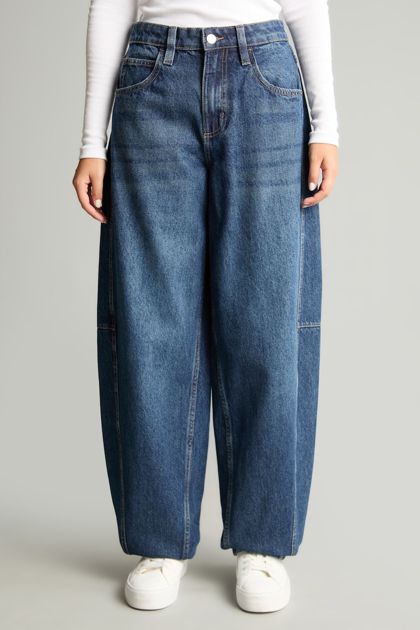 Әйелдерге қою көк Baggy Fit шалбар