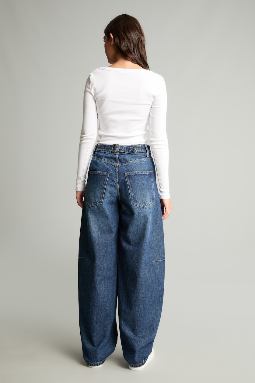 Әйелдерге қою көк Baggy Fit шалбар